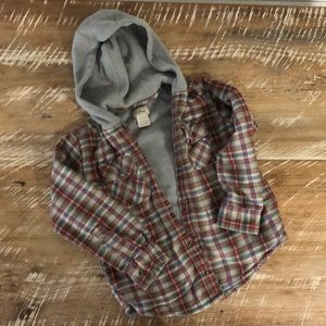 Fleece lined hoodie flannel L L Bean